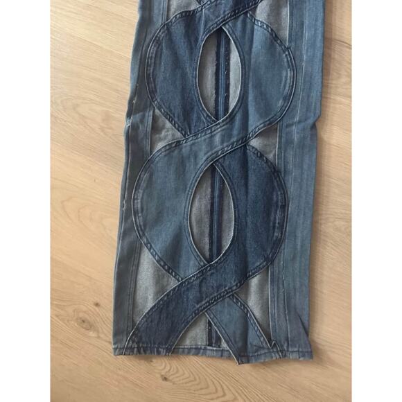 NWT Lilly’s Kloset Women’s Small Rope Cutout Wide-Leg Denim Jeans - Picture 3 of 6